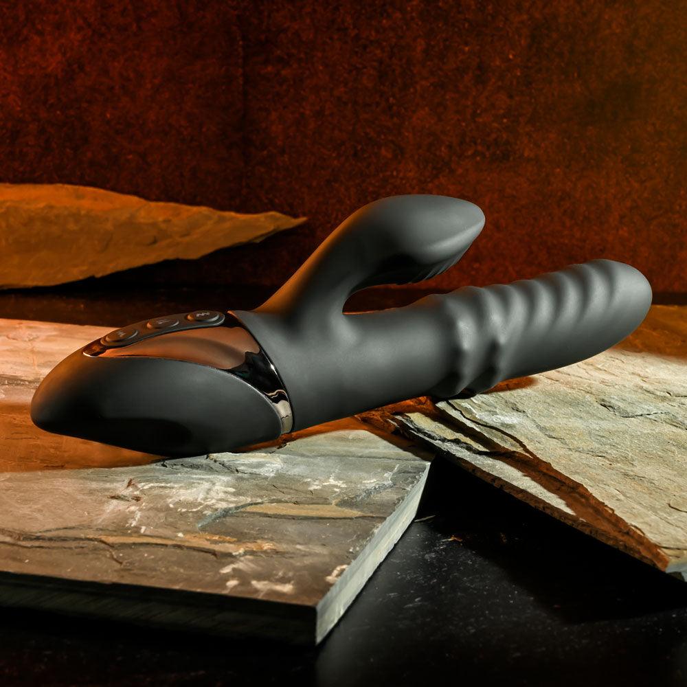 Evolved RING IT HOME - Black 23.8 cm USB Rechargeable Rabbit Vibrator - EN-RS-4066-2