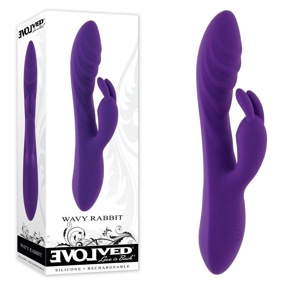 Evolved WAVY RABBIT - Purple 20.6 cm USB Rechargeable Rabbit Vibrator - EN-RS-4097-2