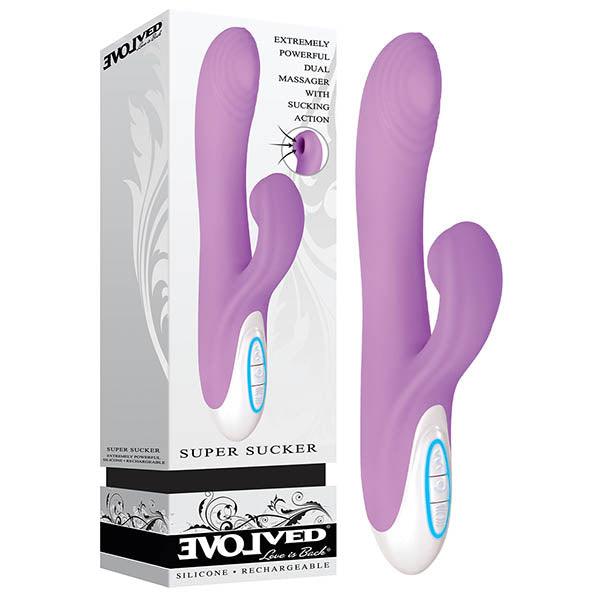 Evolved Super Sucker - Purple 22.9 cm (9'') USB Rechargeable Rabbit Vibrator with Sucking Clit Stim - EN-RS-4128-2