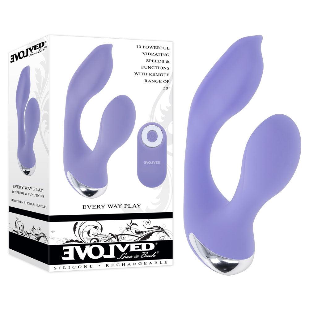 Evolved EVERY WAY PLAY - Purple 12.8 cm USB Rechargeable Rabbit Vibrator with Wireless Remote Control - EN-RS-4561-2