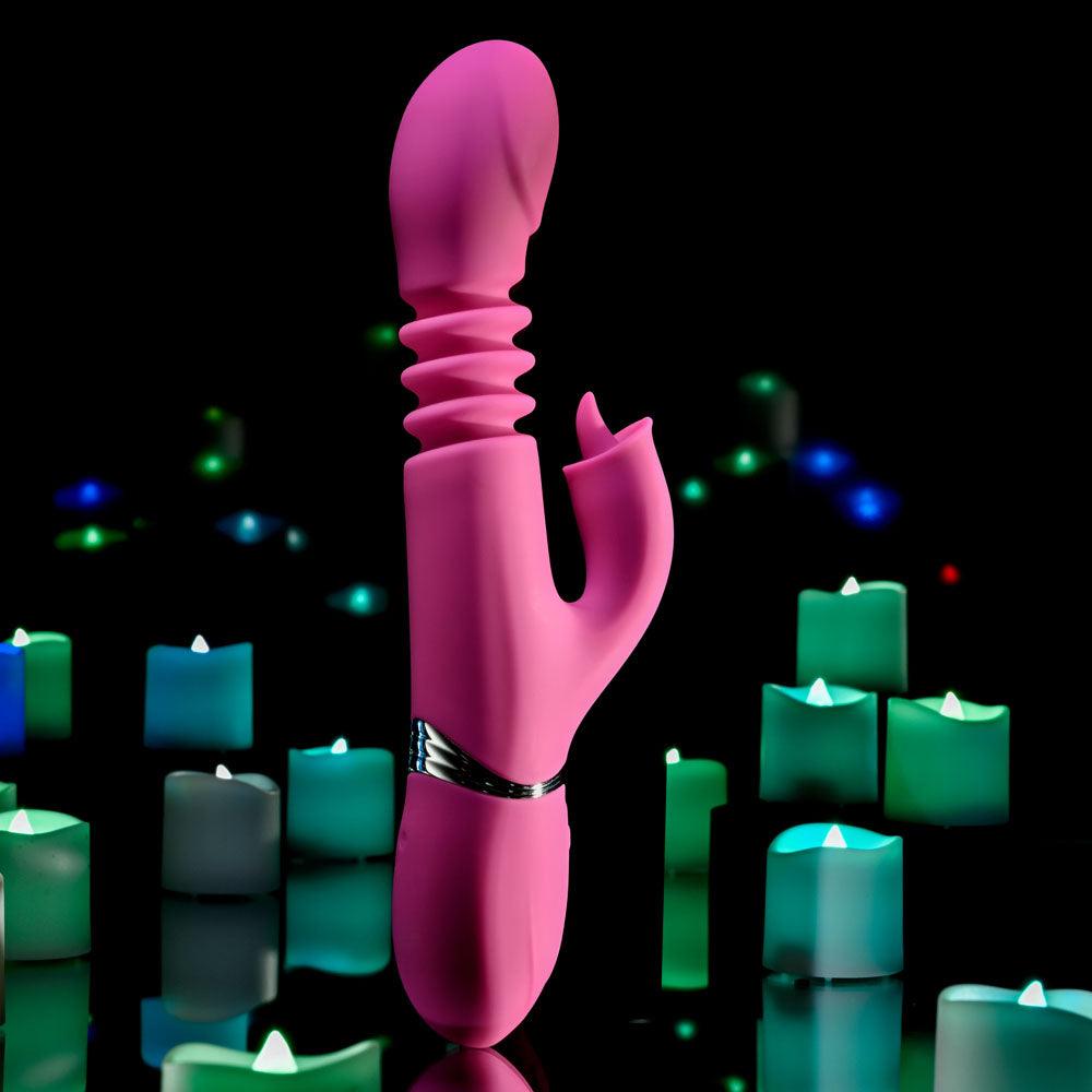 Evolved PINK DRAGON - Pink 24.2 cm USB Rechargeable Thrusting Rabbit Vibrator - EN-RS-4806-2