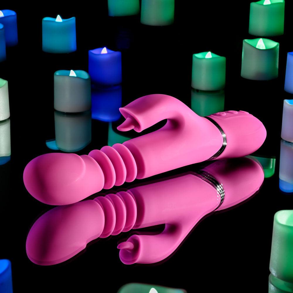 Evolved PINK DRAGON - Pink 24.2 cm USB Rechargeable Thrusting Rabbit Vibrator - EN-RS-4806-2