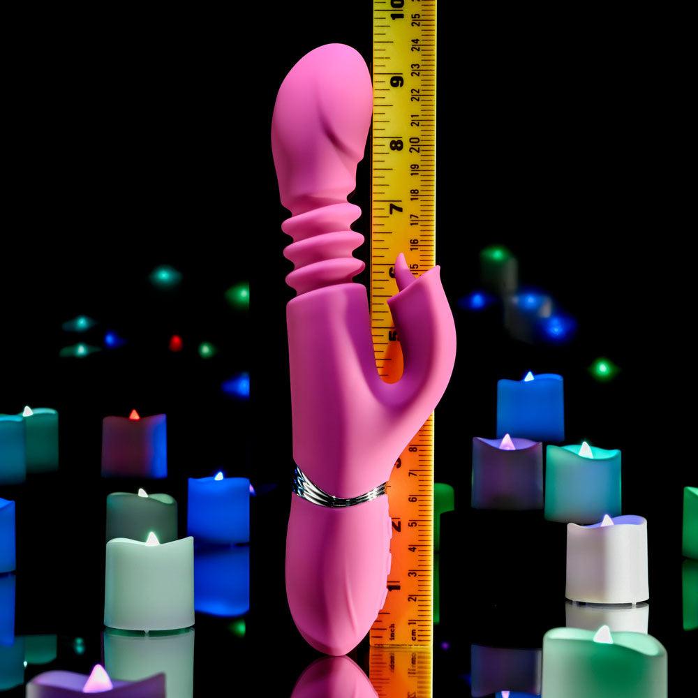 Evolved PINK DRAGON - Pink 24.2 cm USB Rechargeable Thrusting Rabbit Vibrator - EN-RS-4806-2