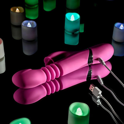 Evolved PINK DRAGON - Pink 24.2 cm USB Rechargeable Thrusting Rabbit Vibrator - EN-RS-4806-2