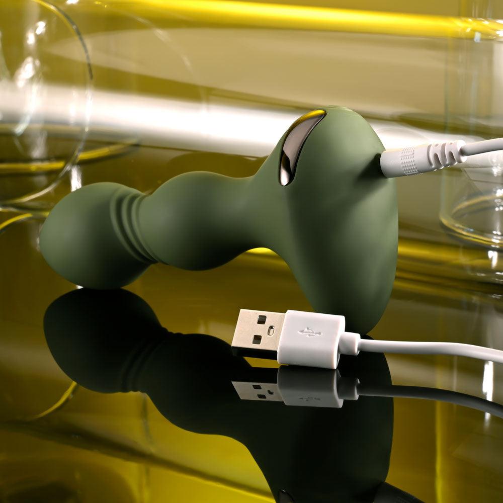 Evolved LIEUTENANT - Green 12.2 cm USB Rechargeable Vibrating Butt Plug - EN-RS-4882-2