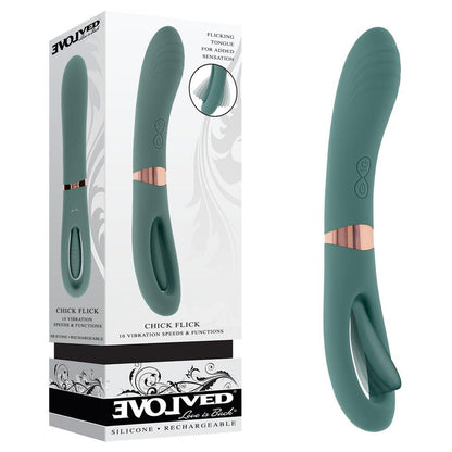 Evolved CHICK FLICK - Olive Green 24 cm USB Rechargeable Vibrator with Flicking Tip - EN-RS-4943-2