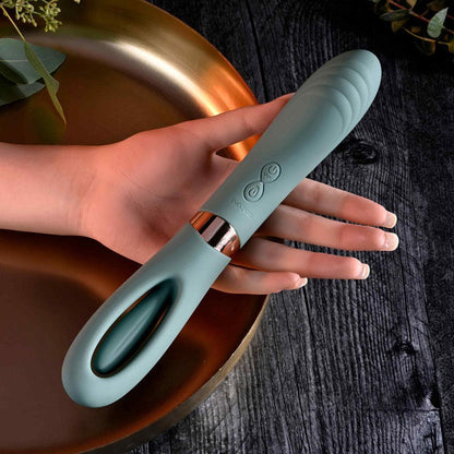 Evolved CHICK FLICK - Olive Green 24 cm USB Rechargeable Vibrator with Flicking Tip - EN-RS-4943-2