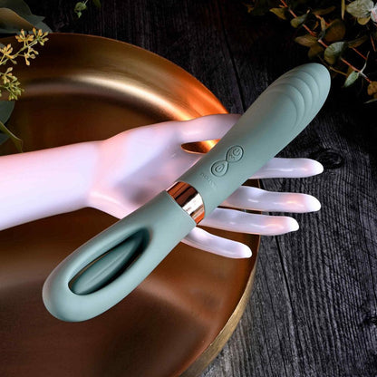 Evolved CHICK FLICK - Olive Green 24 cm USB Rechargeable Vibrator with Flicking Tip - EN-RS-4943-2