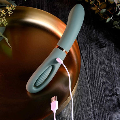 Evolved CHICK FLICK - Olive Green 24 cm USB Rechargeable Vibrator with Flicking Tip - EN-RS-4943-2