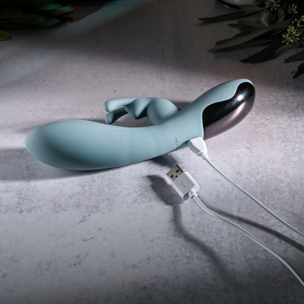 Evolved BOSS BUNNY - Baby Blue 20.1 cm USB Rechargeable Rabbit Vibrator - EN-RS-4950-2