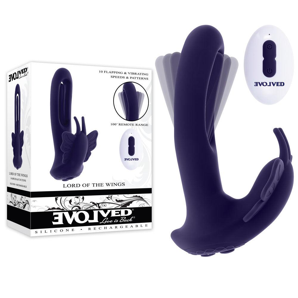 Evolved LORD OF THE WINGS - Purple 15.2 cm USB Rechargeable Flapping Vibrator with Butterfly Stimulator - EN-RS-4967-2