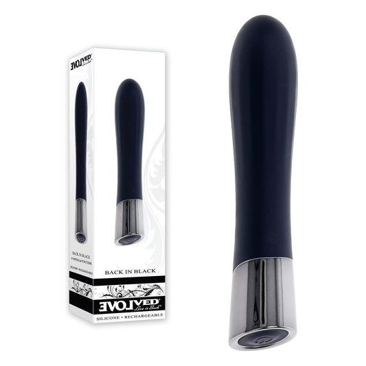 Evolved BACK IN BLACK - Black 11.9 cm USB Rechargeable Bullet - EN-RS-4974-2