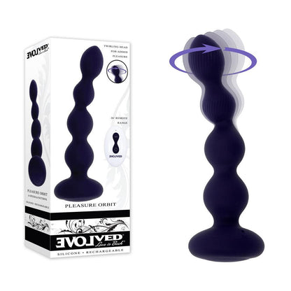 Evolved PLEASURE ORBIT - Navy Blue 17.8 cm USB Rechargeable Twirling & Vibrating Anal Beads with Remote - EN-RS-5438-2