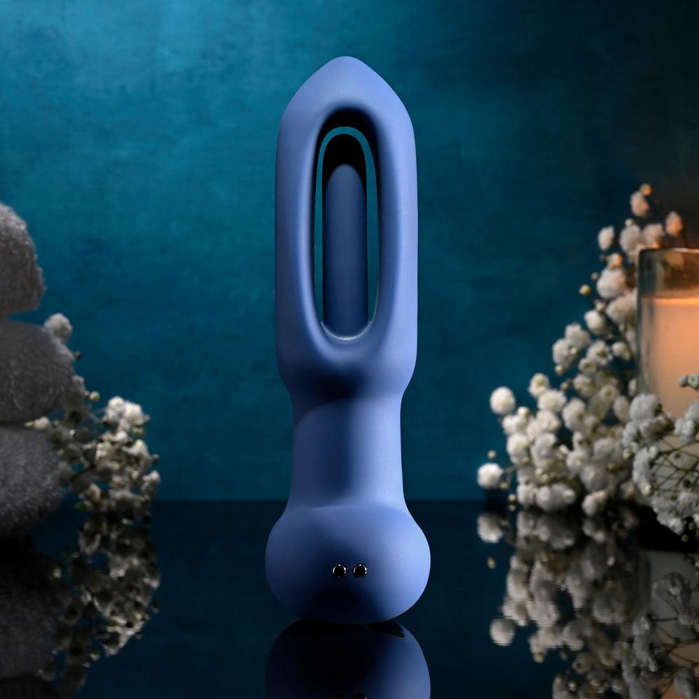 Evolved THE FLAPPER - Blue 14 cm USB Rechargeable Vibrating and Flapping Butt Plug with Remote - EN-RS-5445-2