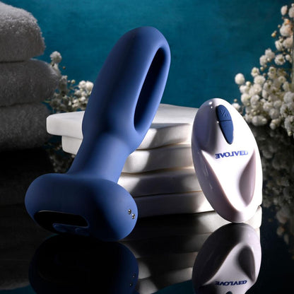 Evolved THE FLAPPER - Blue 14 cm USB Rechargeable Vibrating and Flapping Butt Plug with Remote - EN-RS-5445-2