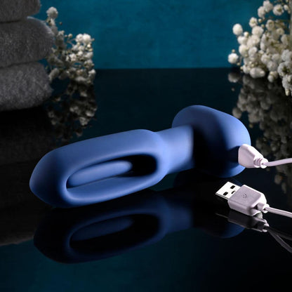 Evolved THE FLAPPER - Blue 14 cm USB Rechargeable Vibrating and Flapping Butt Plug with Remote - EN-RS-5445-2