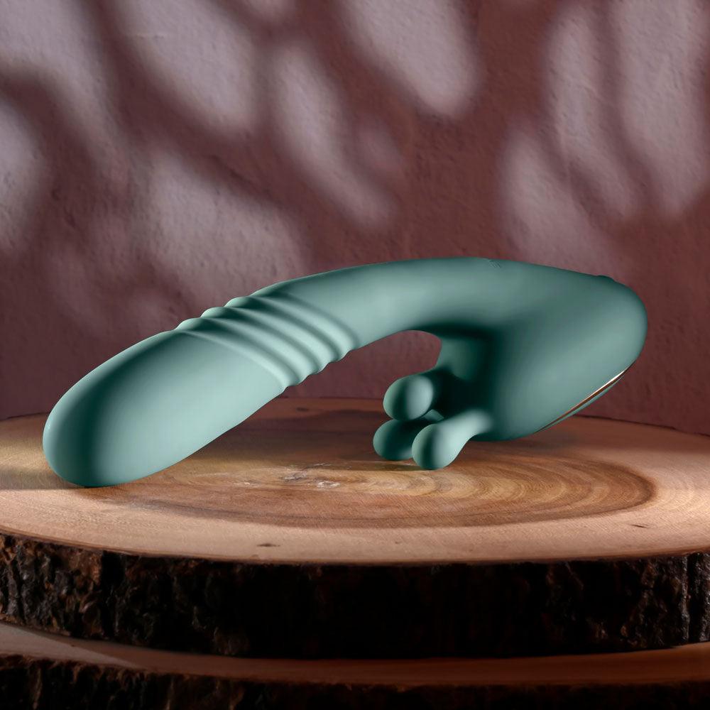 Evolved THRUST INTO ECSTASY - Green 21 cm USB Rechargeable Thrusting & Rotating Vibrator - EN-RS-5841-2