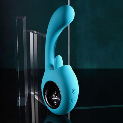 Evolved HOW MANY LICKS - Blue 17.8 cm USB Rechargeable Vibrator with Flicking Stimulator - EN-RS-5858-2