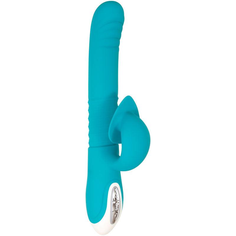 Evolved The Show Stopper - Teal 23.5 cm USB Rechargeable Thrusting Rabbit Vibrator - EN-RS-6450-2