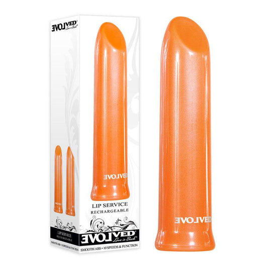 Evolved Lip Service - Orange 10 cm USB Rechargeable Lipstick Vibrator - EN-RS-7648-2