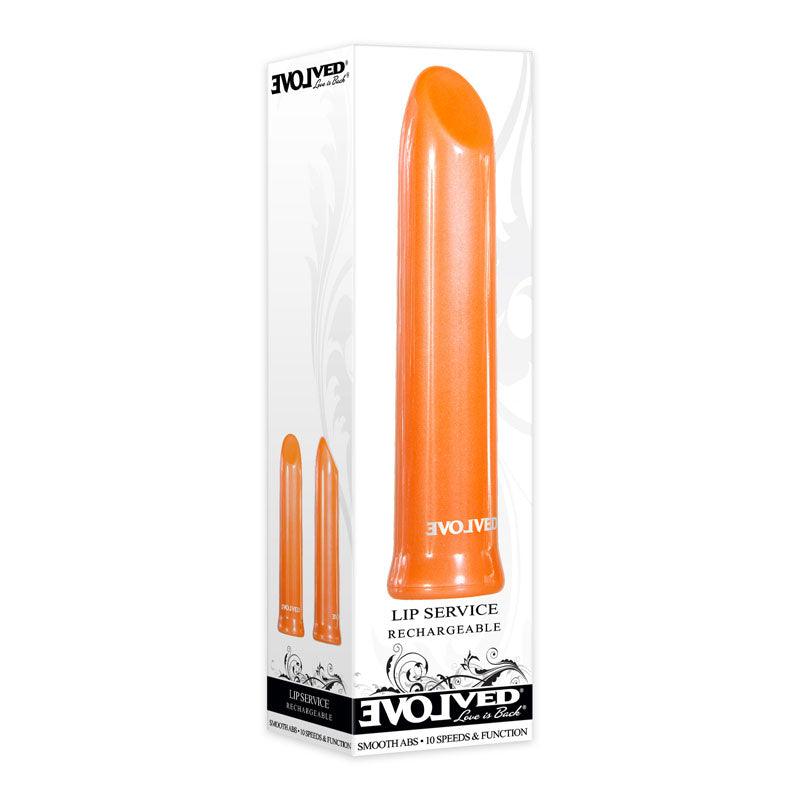 Evolved Lip Service - Orange 10 cm USB Rechargeable Lipstick Vibrator - EN-RS-7648-2