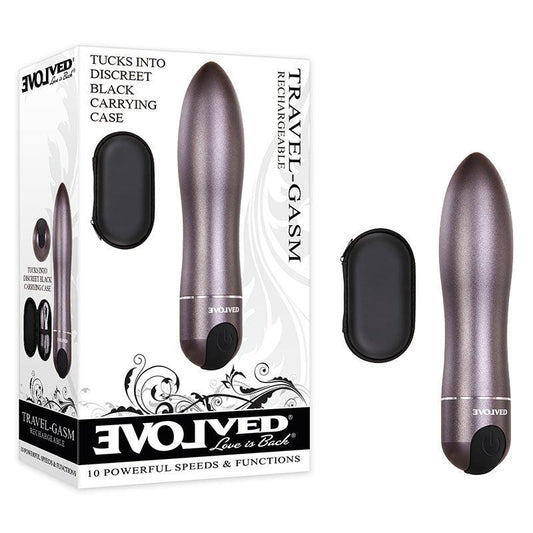 Evolved Travel-Gasm - Gray 9 cm USB Rechargeable Bullet with Travel Case - EN-RS-7693-2