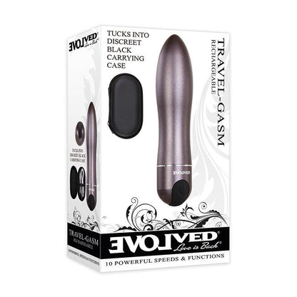 Evolved Travel-Gasm - Gray 9 cm USB Rechargeable Bullet with Travel Case - EN-RS-7693-2