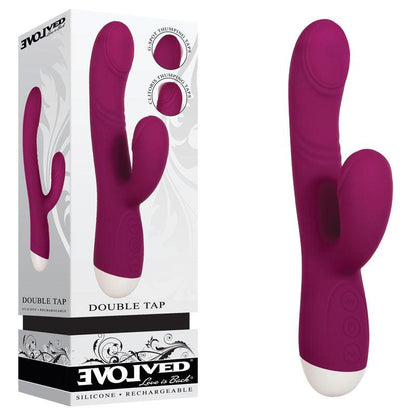 Evolved Double Tap - Burgundy Red 22.2 cm USB Rechargeable Rabbit Vibrator - EN-RS-8317-2