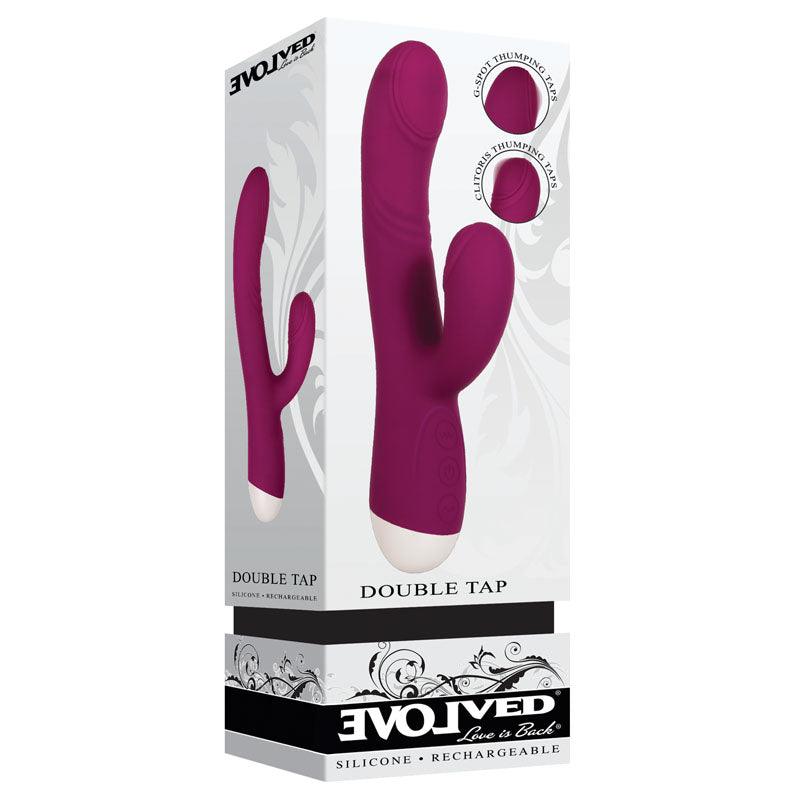 Evolved Double Tap - Burgundy Red 22.2 cm USB Rechargeable Rabbit Vibrator - EN-RS-8317-2