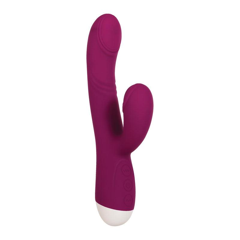 Evolved Double Tap - Burgundy Red 22.2 cm USB Rechargeable Rabbit Vibrator - EN-RS-8317-2