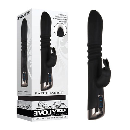 Evolved Rapid Rabbit - Black 25.4 cm USB Rechargeable Thrusting Rabbit Vibrator - EN-RS-8409-2