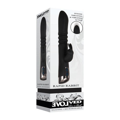 Evolved Rapid Rabbit - Black 25.4 cm USB Rechargeable Thrusting Rabbit Vibrator - EN-RS-8409-2