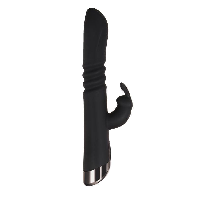 Evolved Rapid Rabbit - Black 25.4 cm USB Rechargeable Thrusting Rabbit Vibrator - EN-RS-8409-2