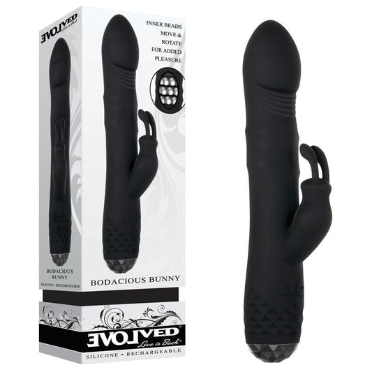 Evolved BODACIOUS BUNNY - Black 22.9 cm USB Rechargeable Rabbit Vibrator - EN-RS-9239-2