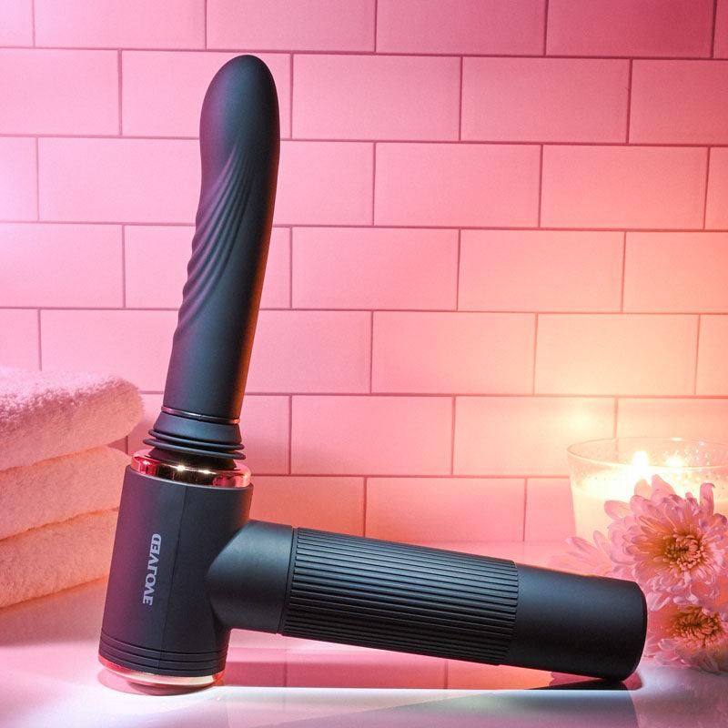 Evolved TOO HOT TO HANDLE - Black USB Rechargeable Thrusting Vibe with Stand - EN-RS-9390-2