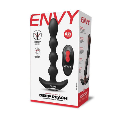 Envy Deep Reach Vibrating Anal Beads - Black 17.8 cm USB Rechargeable Vibrating Anal Beads with Wireless Remote - ENV-1002