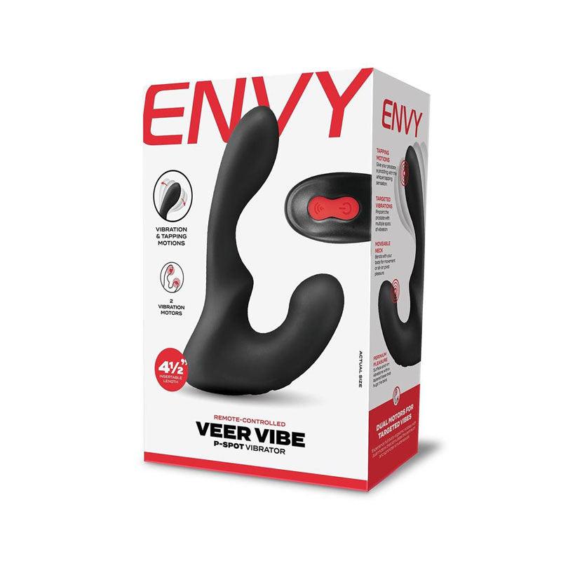 Envy Veer Vibe P-Spot Vibrator - Black USB Rechargeable Prostate Vibrator with Wireless Remote - ENV-1003