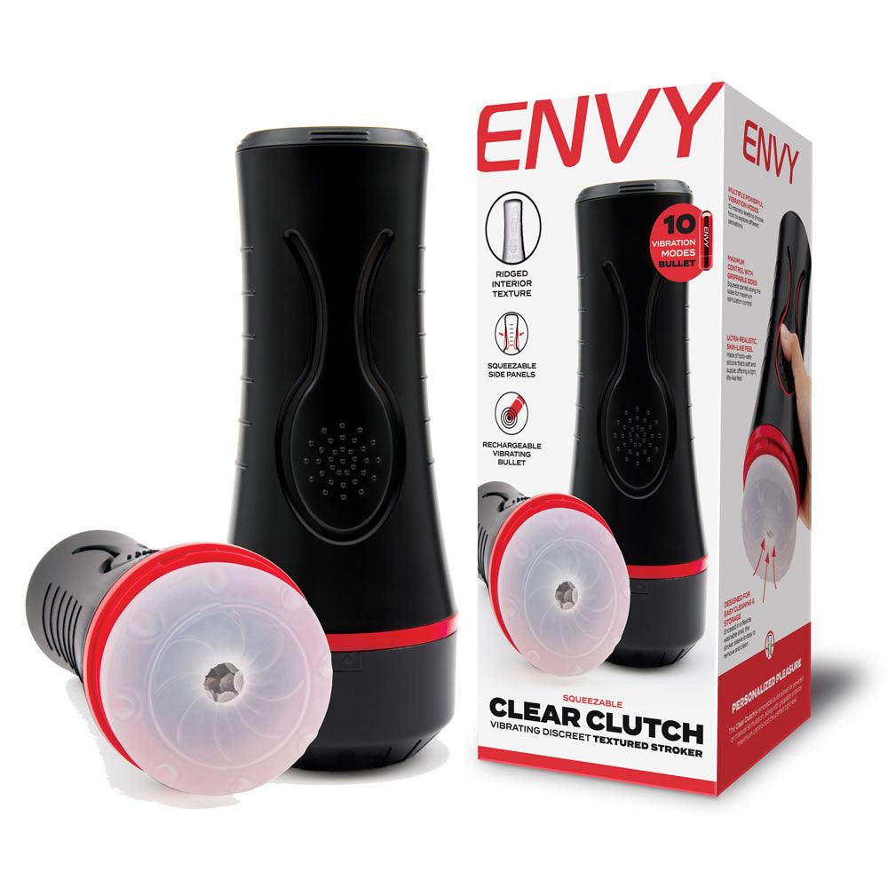 ENVY Squeezable Clear Clutch Stroker - Clear Vibrating Stroker - ENV-1007