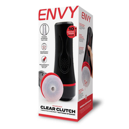 ENVY Squeezable Clear Clutch Stroker - Clear Vibrating Stroker - ENV-1007