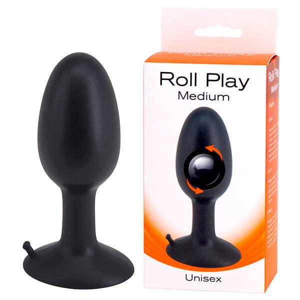 Roll Play - Black Medium 10 cm Butt Plug with Internal Ball - F0072B10PGCX