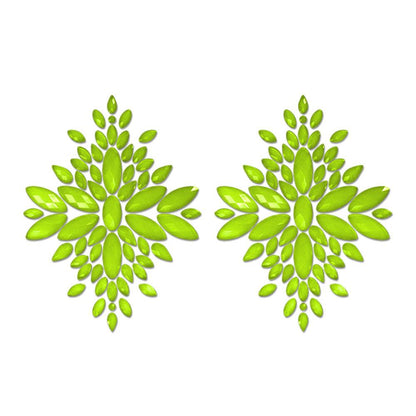 GLOW Fashion Pasties Set - Glow Green Crystals - FLA105-NGR-OS-B