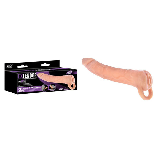 Extendor 9'' 2-in-1 Penis Extender & Masturbator - Flesh 22.9 cm Penis Extension Sleeve with Vagina Opening - FMP012A000-001