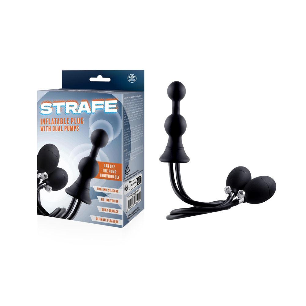 Strafe - Black Inflatable Butt Plug with Dual Hand Pumps - FNQ010A000-010