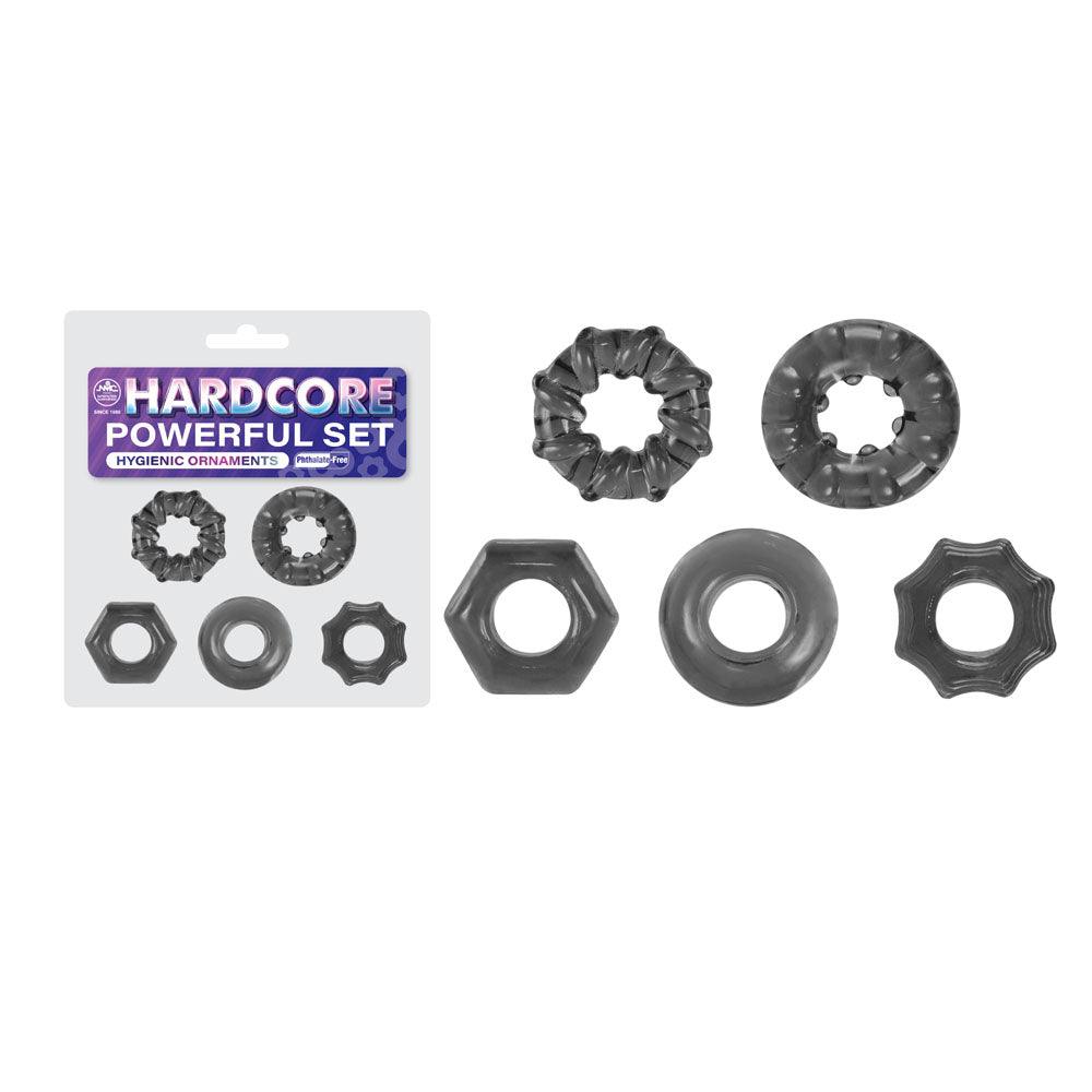 Hardcore Powerful Set Cock Rings - Set of 5 - Smoke Cock Rings - Set of 5 - FNQ030A000-041