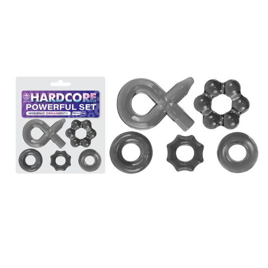 Hardcore Powerful Set Cock Rings - Set of 5 - Smoke Cock Rings - Set of 5 - FNQ031A000-041