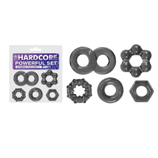 Hardcore Powerful Set Cock Rings - Set of 5 - Smoke Cock Rings - Set of 5 - FNQ032A000-041