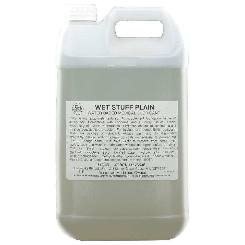 Wet Stuff Plain - 5kg Bottle - Water Based Lubricant with Vitamin E - 5 kg Bottle - GW32210