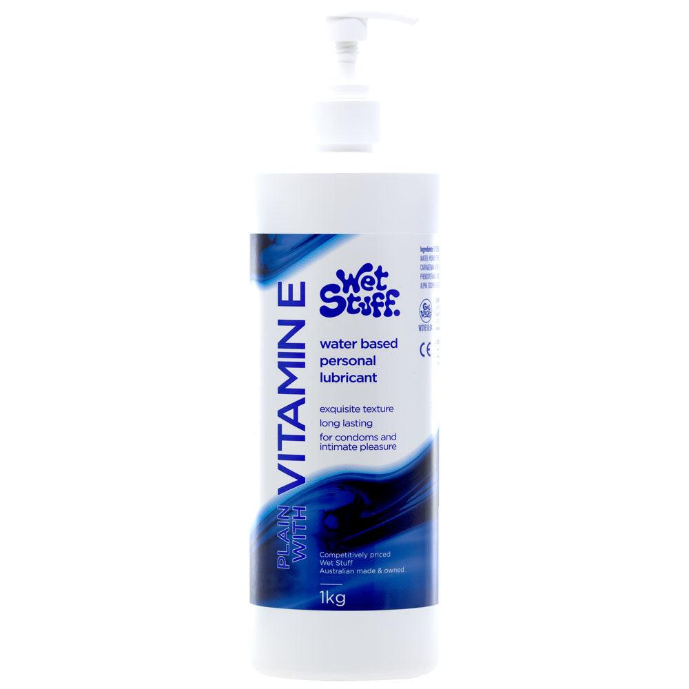 Wet Stuff Plain - 1kg Pump - Water Based Lubricant with Vitamin E - 1 kg Bottle - GW32212