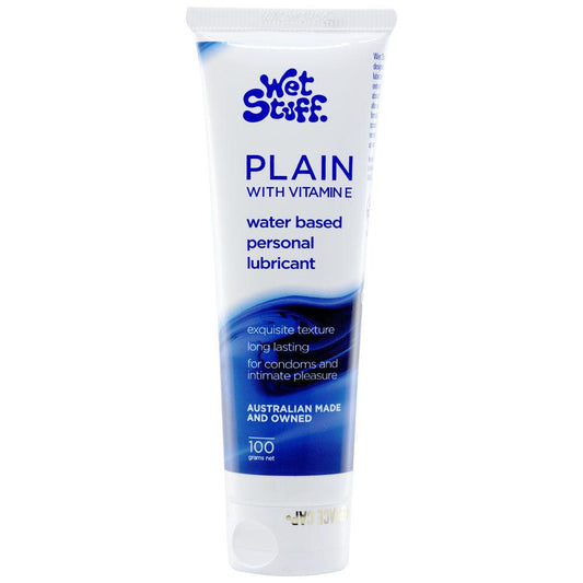 Wet Stuff Plain - 100g Tube - Water Based Lubricant with Vitamin E - 100 gram Tube - GW38031