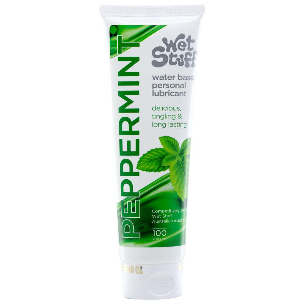 Wet Stuff Peppermint - 100g Tube - Peppermint Flavoured Water Based Lubricant - 100 gram Tube - GW39900